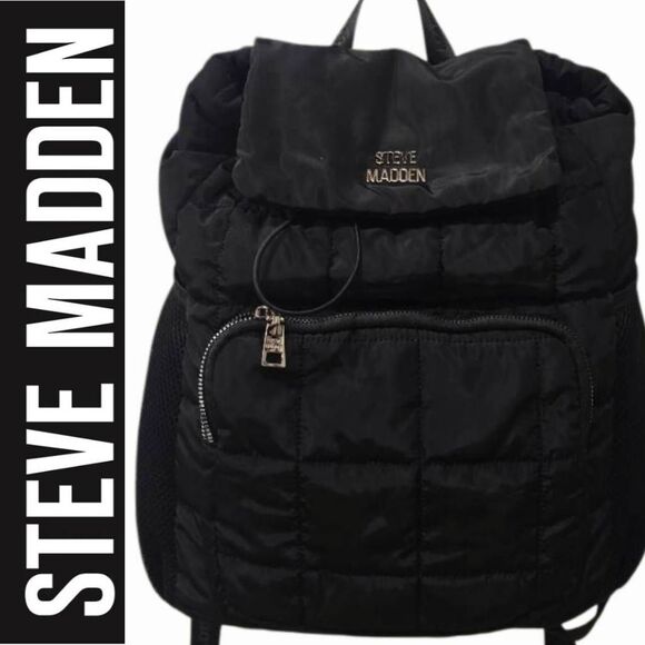 Steve Madden BErina Quilted Backpack- Black - Picture 1 of 10